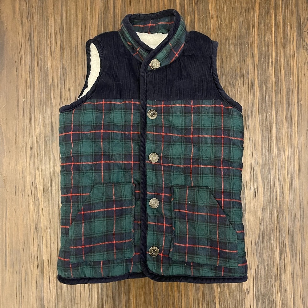 Mud Pie Tartan Plaid Sherpa Vest